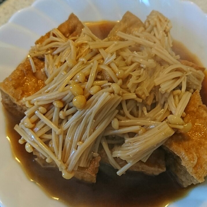 すき焼きのタレで生揚げとえのきの煮物